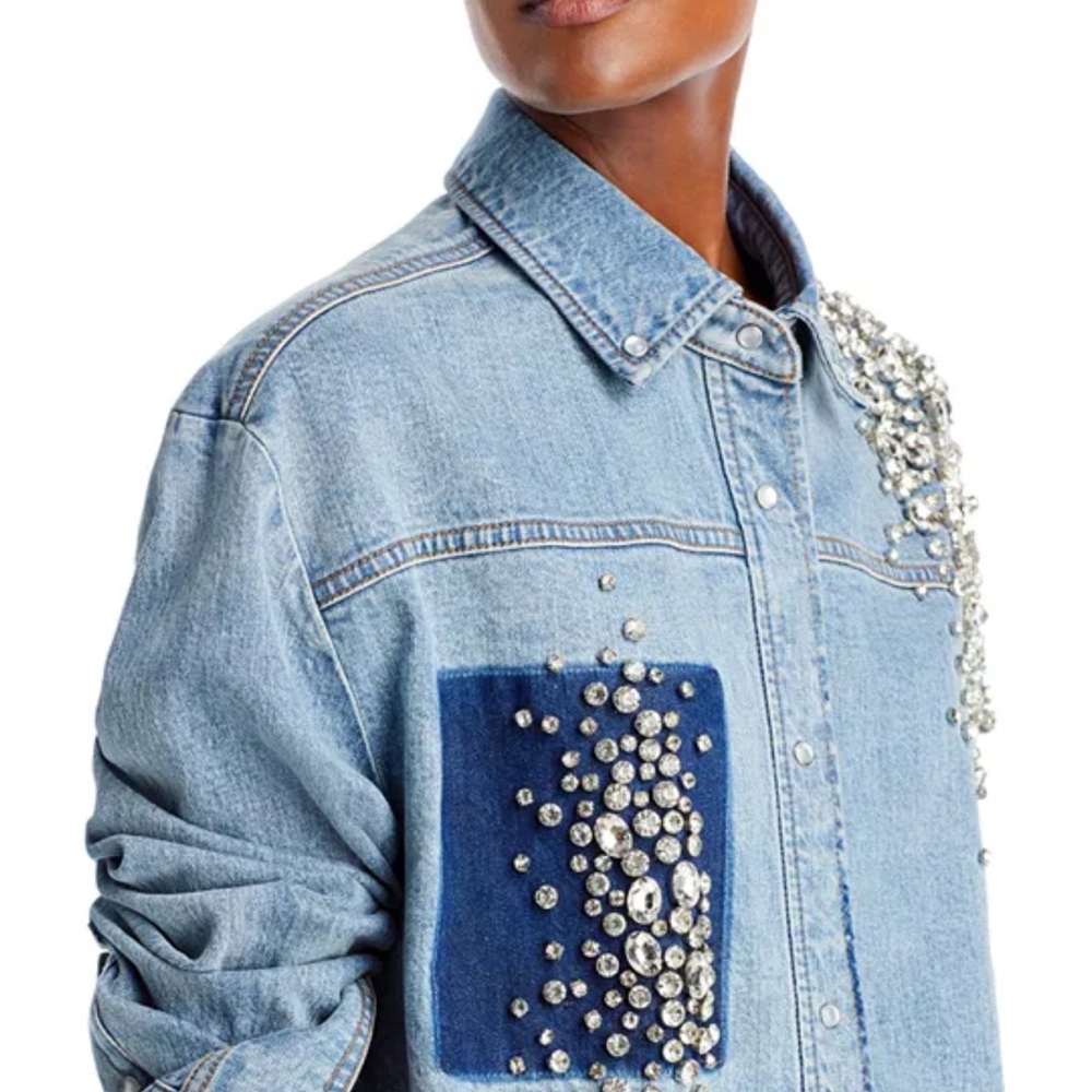 Hellessy Embellished Denim Jacket with Rhinestones - Picture 2 of 3